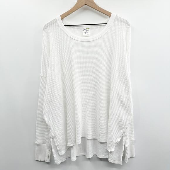 OFFLINE by Aerie Wow! Waffle Knit Long Sleeve T-Shirt in White Size XL - Picture 3 of 12